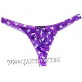 New Men's Bright Stars Pattern Thong Faux Leather Bikini Pouch T-Back Underwear MU428X