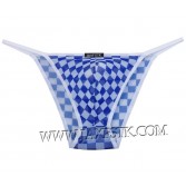 Men's Sheer Checks Mesh Bulge Pouch Briefs Underwear Belt String Bikinis Thong MU223X