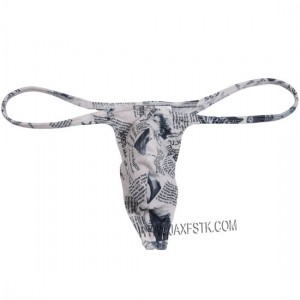 Men's Newspaper Micro Thong Underwear Tangas Guy T-Back Male Penis Pouch String