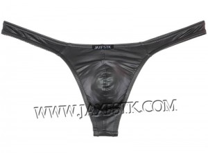 Black Mens sexy Faux leather underwear BIG G-string MU89