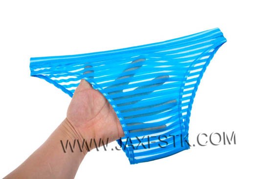 Men S See Through Striped Mesh Briefs Underwear Flat Front Underpants Spun Yarn Bikini Briefs