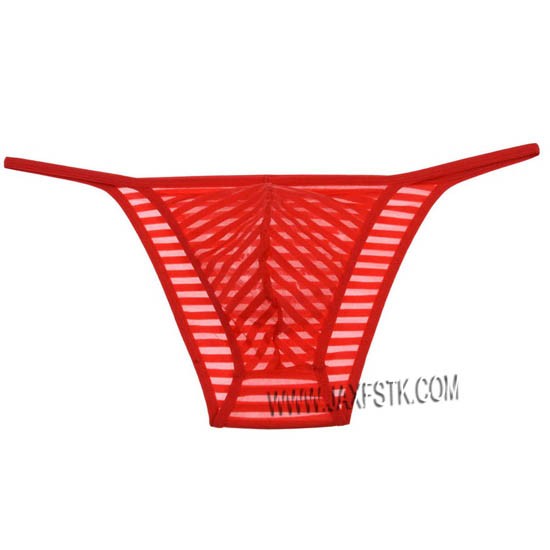 New Men S Solid Bikini Border Mesh Striped Briefs Spun Yarn Bikini Briefs Underwear Pouch Open