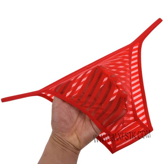 New Men S Solid Bikini Border Mesh Striped Briefs Spun Yarn Bikini