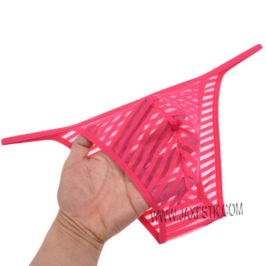 New Men S Solid Bikini Border Mesh Striped Briefs Spun Yarn Bikini