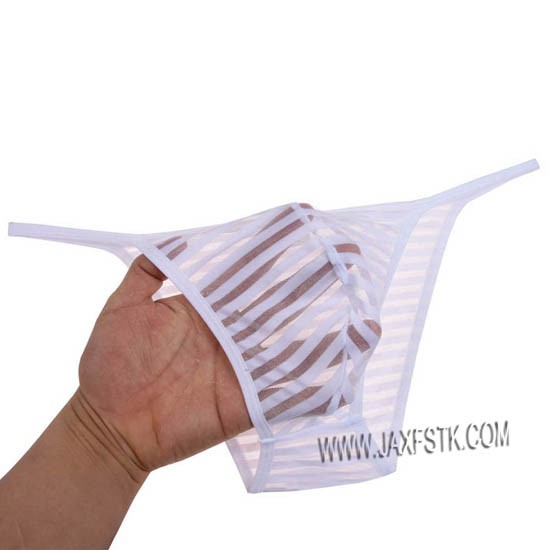 New Men S Solid Bikini Border Mesh Striped Briefs Spun Yarn Bikini
