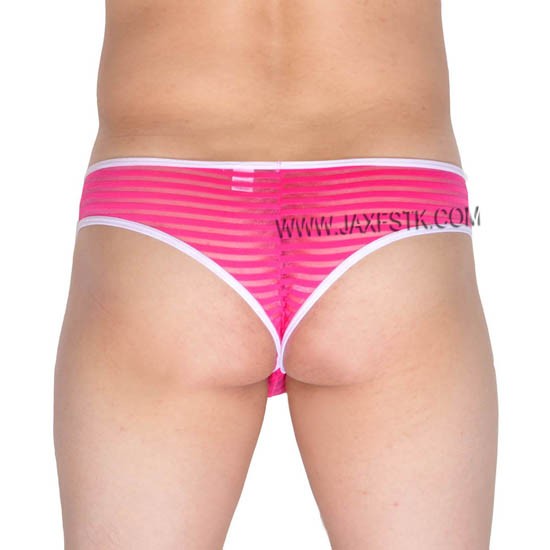 Sexy Men S Transparent Mesh Striped Bikini Boxers Underwear Pouch Mini Bikini Sheer Micro Boxers