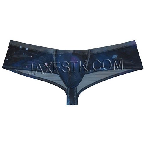 Sexy Mini Bikini Men S Starry Sky Mesh Pouch Boxers Briefs Underwear Half Cover Back Cheeky