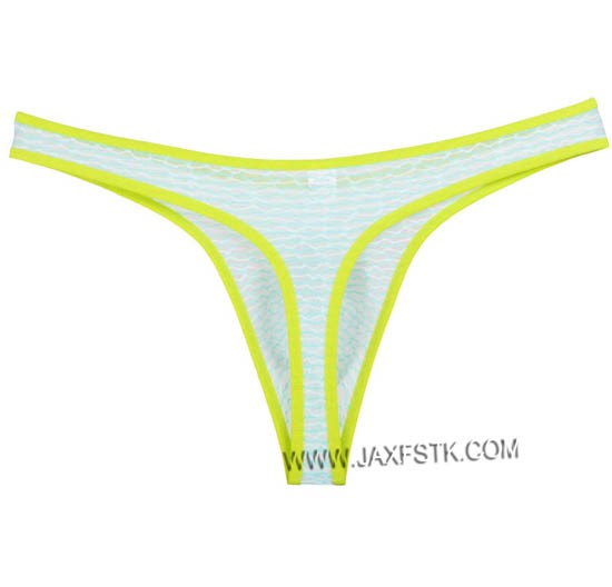 Men Jacquard Mesh T Back Sexy G String Bulge Pouch Bikini Thong