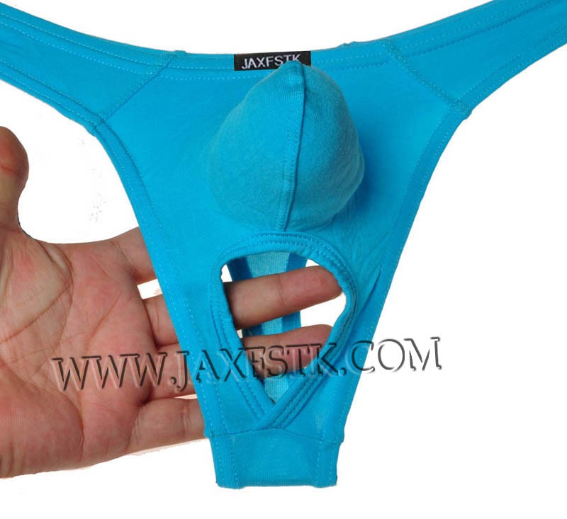 Hot Men's Balls Hole Thong Nuts Out Underwear Modal Pouch T-Back Modal Trunks Size M L XL Offer 5 Color Available MU415