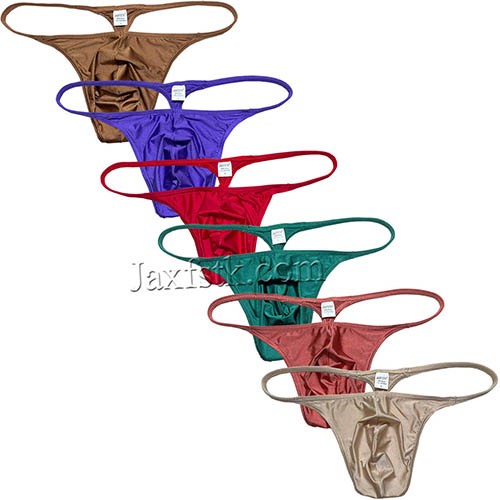 Sexy Men's Shiny Ice Silk String Thong Underwear Soft Bulge Pouch T-back Bikini Tangas MU102 M L XL 6 Colors Available