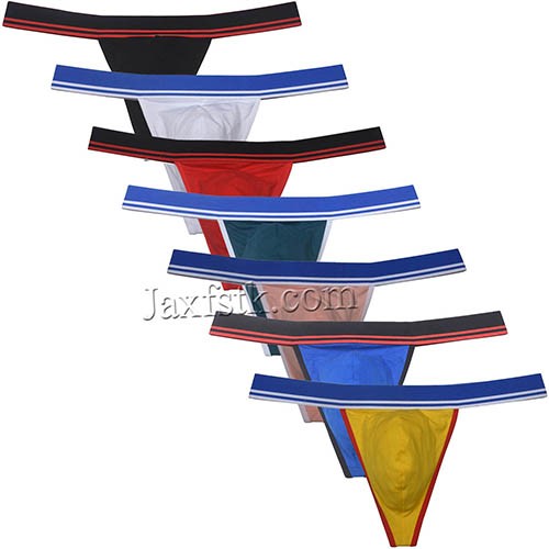 Men's Cotton Bikini Thong  Underwear Elastic Belt Mini Tangas Soft String Y-Back Size M L XL 7 Colors For Choose MU161