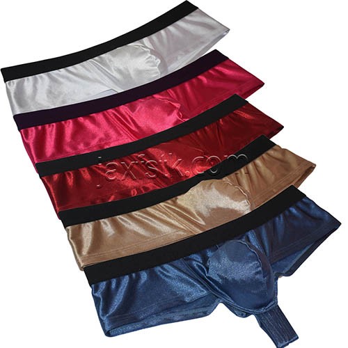 Men Cheeky Boxer Bikini Underwear Male Shiny Fabric Shorts Trunks Shiny 1/2 Coverage Bikini Bokserki Meskie MU2214