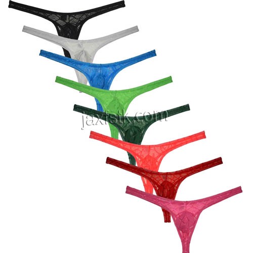 Mens Jockstrap Men Jacquard Weave Bikini Thong Underwear Sissy Lingerie For Men Pouch G-string See-through Mesh T-back MU2257