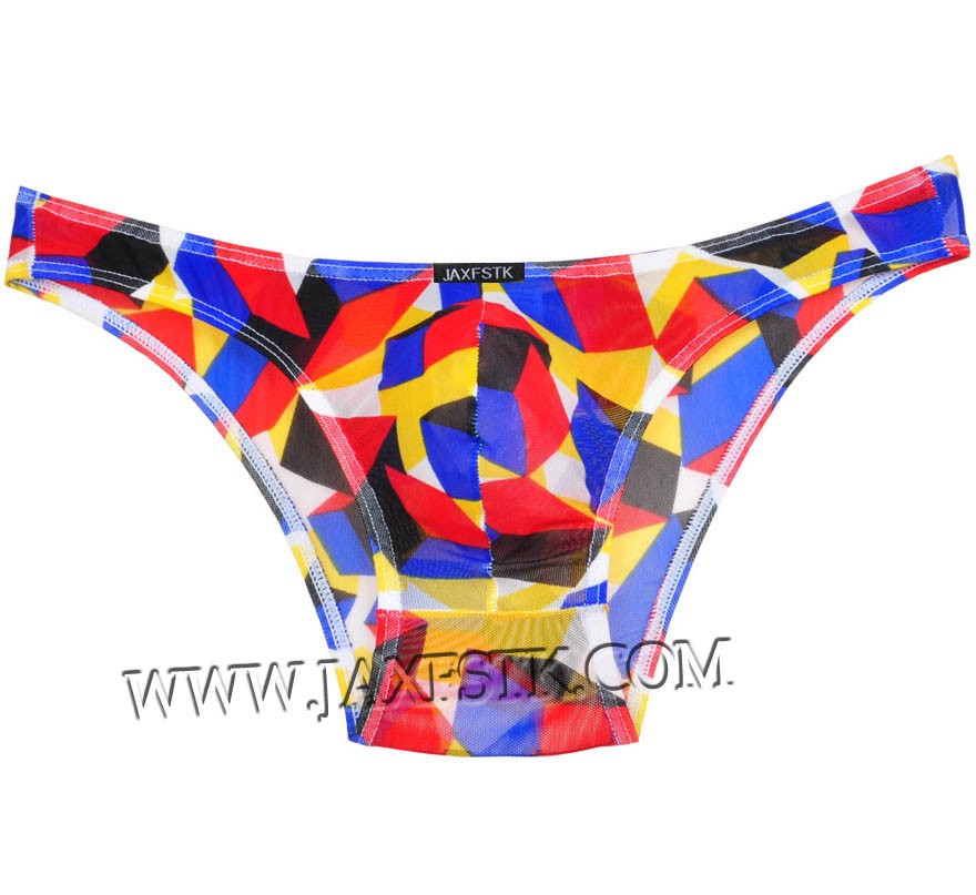 Men Stretch Bikini Briefs Colorful Underwear Bulge Pouch Micro Mesh Mini Briefs
