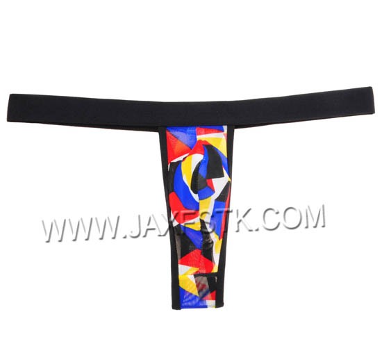 Men's Belt Micro Thong Yarn Plaid T-Back Mini G-String Bulge Pouch Cylinder Male T-Back Underwear Pants