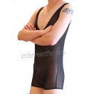 Sexy Men's Sheer Mesh Boxer Leotard Vest Bodysuit Sports Soft Jumpsuits