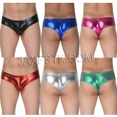 Fashion Men Underwear Cheeky Boxer Brief Cut Sexy Male Pouch Shiny Elastic Thong 1/2 Coverage Pants TS2068