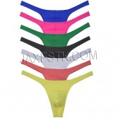 Sexy Ice Silk Tangas Men's Micro T-Back Fabric Stretch Thong Sexy Underwear Stripe Pant TS2108