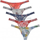 Sexy Daily G-string Floral Bikini Tangas Men's Tempting Sheer Mesh Thong Underwear Lingerie Sissy Panties MU2272