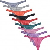 Sexy See-through G-string Men's Sheer Underwear Swim Tangas Glass Yarn Pouch Thong  MU2302