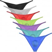 Men's Thiny Ice Silk Cheeky Briefs Underpants Jockstrap Brazilian Full Pucker Panty Bikini Gays Underwear Shorts MU2404