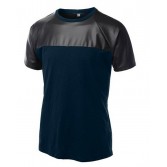 Men Splice T-Shirt Leather Like&Cotton Vest Raglan Tank Top Short Muscle Shirt MU395
