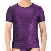 Shiny Men's Stretchy & Soft T-Shirts Cool Male Tee Undershort Short Sleeve Vest