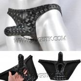 Men 3D Pattern Nuts Out Briefs Faux Ball Hole Underwear Bikini Long Pouch Brief MU427S