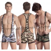 Sexy Man's Camouflage Boxers Leotard Bodysuit Underwear Singlet Freestyle Wrestling Vest 3 Colors Size S M L MU1122