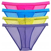 JAXFSTK Mens Sheer Jacquard Lace Bikinis Pants Underwear Mesh Belt Open Side Mini Briefs MU243X