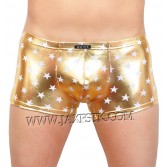 Men's Shiny Star Faux Boxer Underwear Bulge Pouch Trunks Square Cut Short Pants MU405