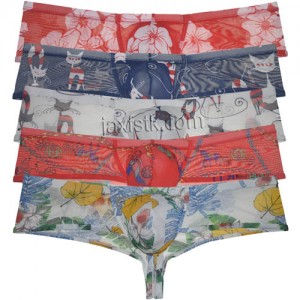 Men Transparent Underwear Tan Sheer Mini Boxers Cheeky Boxer Underwear Colorful Printed Bikini Brazilain Cut Skimpy Shorts MU2275