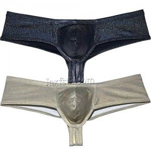 Men's Stretch & Soft Shiny Leather Like Bikini Boxer Underwear Cheeky Boxer Briefs Half Hip Pants MU85B M L XL