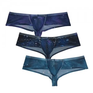 Sexy Mini Bikini  Men's Starry Sky Mesh Pouch Boxers Briefs Underwear Half Cover Back Cheeky Pants TS2084