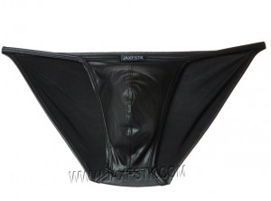 Men’s Open Side Jockstrap Beief Underwear Leather Like Low-rise Bikinis Briefs