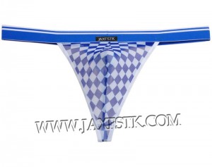 Colorful Checkered Men Wide Pouch T-Back Underwear Belt Mini String Bikini Tanga MU218X