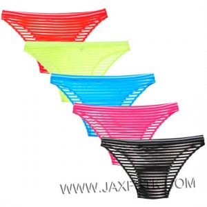 Men's See-through Striped Mesh Briefs Underwear Flat Front Underpants Spun Yarn Bikini Briefs