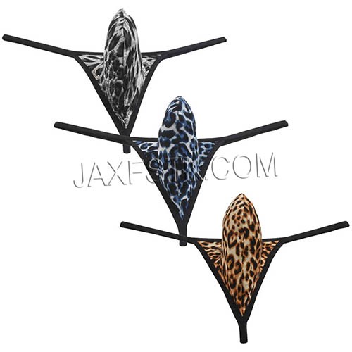 Men Contoured Micro Thong Underwear Soft Pouch Leopard Mini Bikin String Tanga  TS09