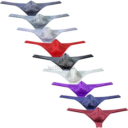 Men's Men's Shiny Bikini Thong Underwear Enhance Pouch Low-rise Booty Exotic Panties Size M L XL MU131
