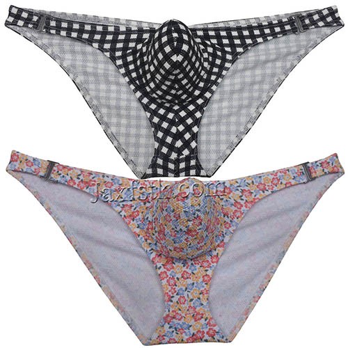 Men's Air Bubble Knitted Fabric Cheeky Briefs Underwear Side Hook Bikini Briefs MU651