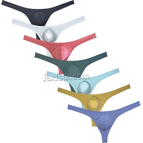 Men's Check Thong Underpants Soft Pouch Enhancing Bikini Underwear Hipster T-back MU662 M L XL 7 Colors For Choose