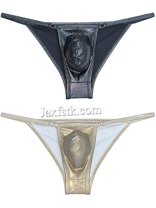 Men's Shiny Leather Like Cheeky Brief Open Side Underwear 1/3 Hip Pouch Lingerie MU84B M L XL