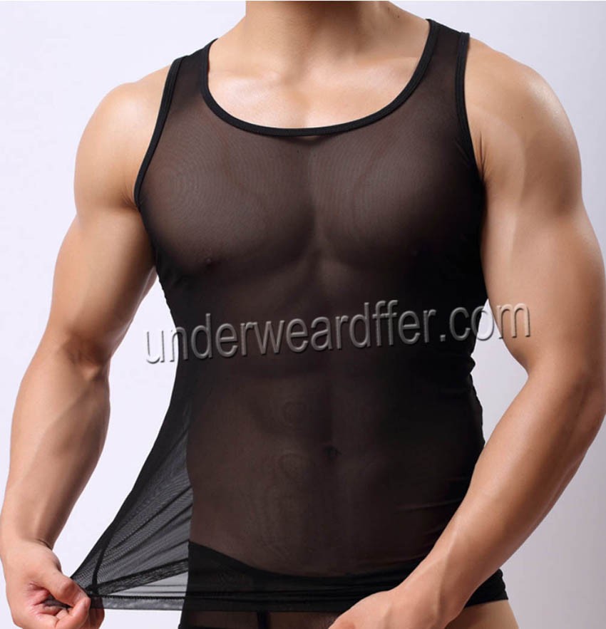 New Men's Soft Mesh Sleeveless Underwear Tank Top Vest Titness Wear Short Shirt MU929