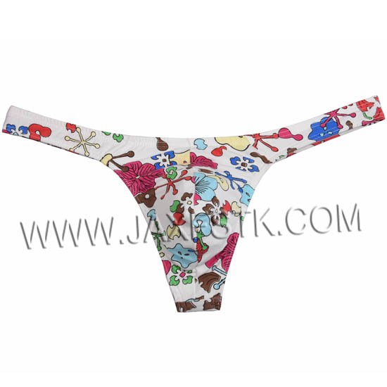 Sexy Flowery Printing Comfy Cotton New Arrival Bikini Men's Thongs G-Strings Fashion Male Thong Underwear Men Tanga Cool T-Back