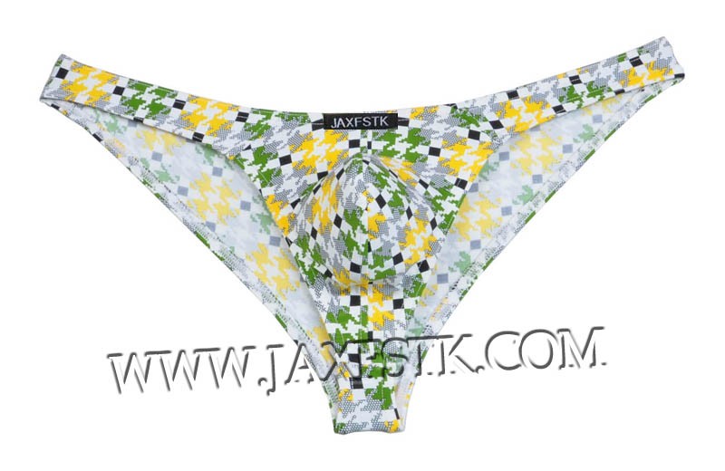 Men's Pouch Bikini Briefs Thong Bottom Brief Back Printed Spandex Underwear MUS206