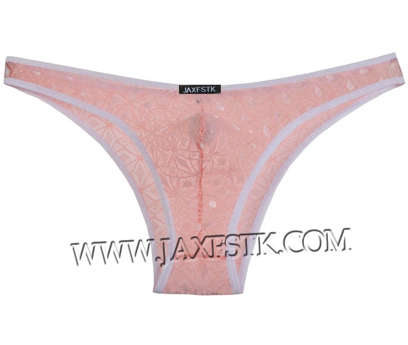 Men's Sheer Candy Colored Fun Lace Mini Briefs Underwear Soft Pouch Thong Briefs MU248X