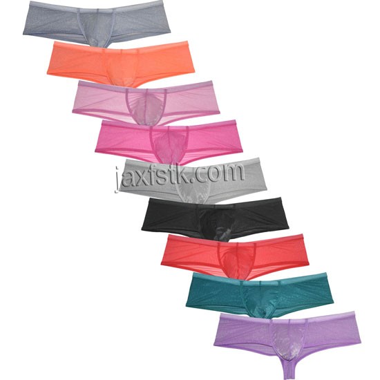 Sexy Men's Organdy Cheeky Boxers Thong Underwear Shiny & Soft Brazilain Bikini Briefs MU2305
