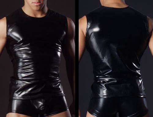 Tank T-Shirt faux leather Shirt Undershirt Wife Beater MU94