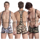 Sexy Uomo Camouflage Boxer Body Bodysuit Intimo Canotta Freestyle Wrestling Vest 3 Colori Taglia S M L MU1122