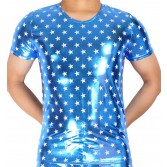 Maglietta a maniche corte da uomo con motivo a stella Visualizza abbigliamento casual in pelle simile a T-shirt intimo MU404